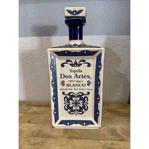 Dos Artes Blanco Tequila Empty 1 liter Bottle Hand Painted